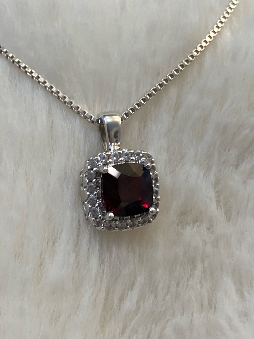 Garnet Halo Pendant